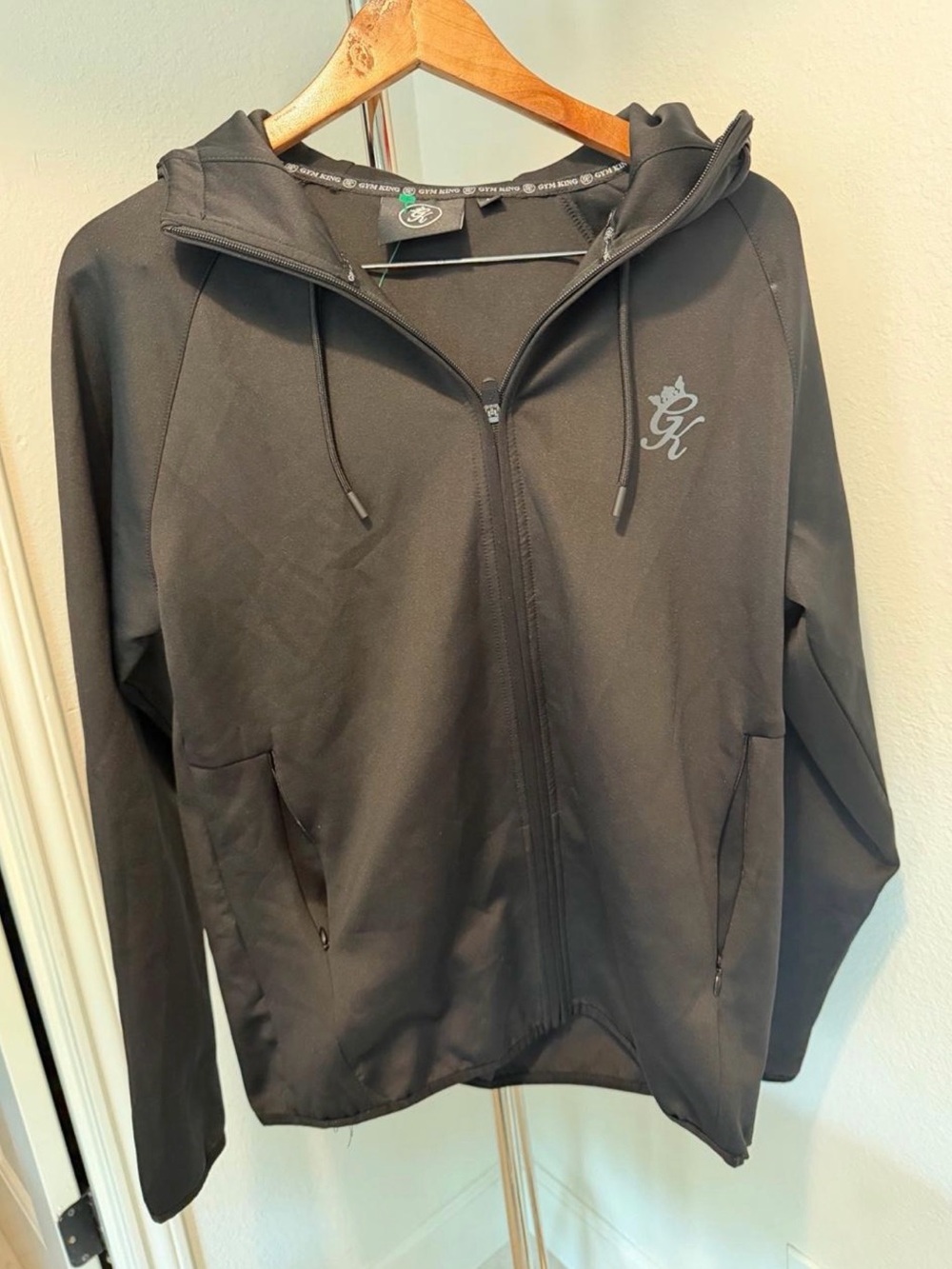 Black Full-Zip Hooded Men's Sweater Hoodie Gym King